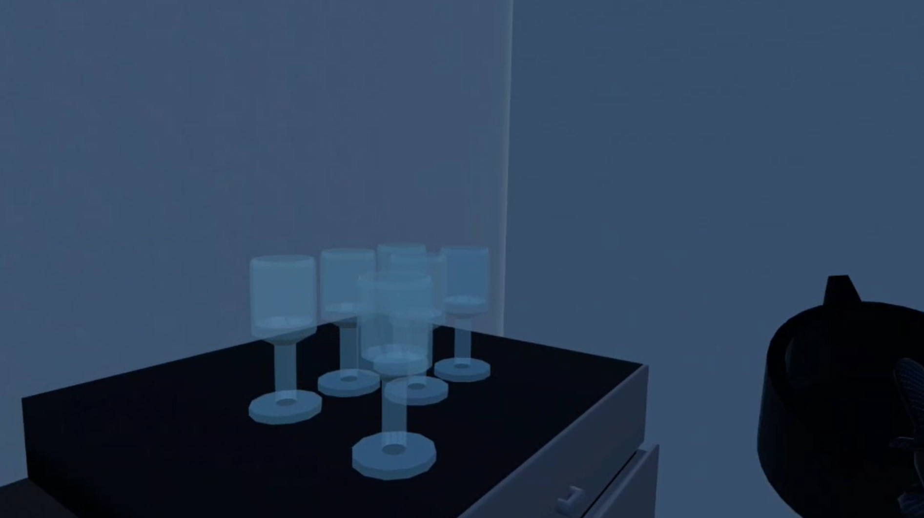VR-interactie met een object en zichtbare mogelijke grijpplaatsen